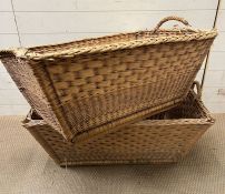 Two wicker baskets, one with handles (one AF)