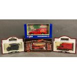 Four Diecast models to include The Mars Heritage bus and a Corgi Royal Mail van