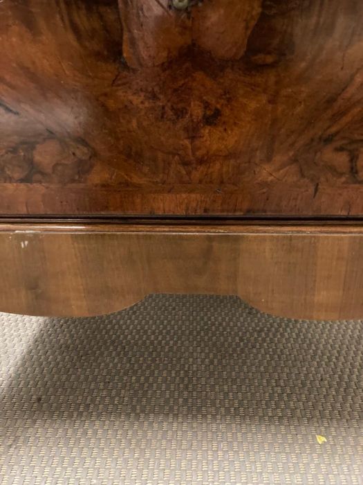 An 18th Century walnut veneered chest on stand with three short and three long drawers and brass - Image 5 of 6