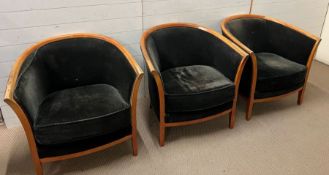 Three Bernhardt tub chairs with plush velvet AF