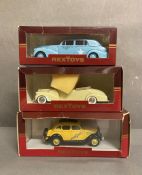 A selection of three Rex toys Diecast models, a Ford Sedan and two Cadillac