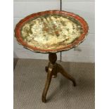 A painted scalloped edge side table (H59cm Dia39cm)