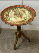 A painted scalloped edge side table (H59cm Dia39cm)