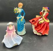Three figurines, Coalport, Goebel and Royal Doulton