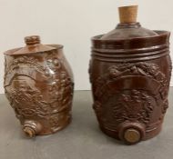Two salt glazed spirit barrels (H27cm)