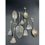 A selection of nine antique Dutch silver caddy spoons.