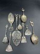 A selection of nine antique Dutch silver caddy spoons.