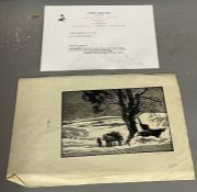 George RI Soper (1870-1942) 1940 A Winter Morning woodcut wove 5 x 6 3/4 inches provenance the