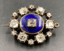 An early Victorian old cut diamond blue brooch.