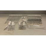 An Extensive Cristofle silver plated 'Gold Bands' twelve place setting cutlery set in original boxes