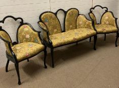 A Victorian style salon suite with gold floral upholstery AF