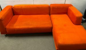 A Tylosand modular Ikea sofa and footstool in a Mid Century style (W244cm D150cm)