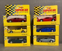 SiX Maisto super cars collection Diecast models to include, Ferrari F40 and Jaguar XJ220