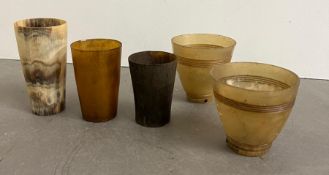 A selection of horn beakers