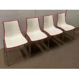Four Zebra Bicolore scab chairs, two tone body on chromed tubular frame