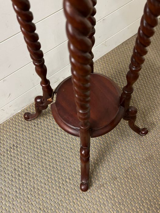 A mahogany plant stand on four barley twist legs AF - Image 2 of 4