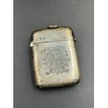 A silver vesta case, hallmarked for Chester 1899, makers mark for John Millward Banks