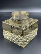 A John Grinsell and Sons glass and silver topped inkwell Birmingham 1921
