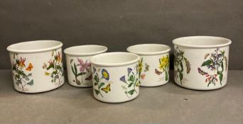 A selection of five portmeirion planters