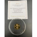 2015 9ct gold 1g Princess Charlotte of Cambridge solid gold commemorative.