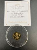 2015 9ct gold 1g Princess Charlotte of Cambridge solid gold commemorative.