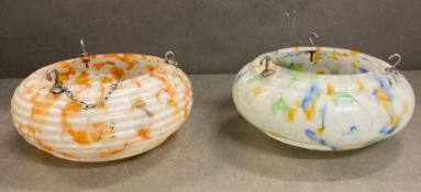 Two Art Deco marbled glass light fittings
