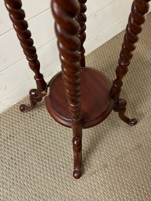 A mahogany plant stand on four barley twist legs AF - Image 3 of 4