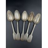 Five Georgian silver table spoons (Approximate Total Weight 175g)
