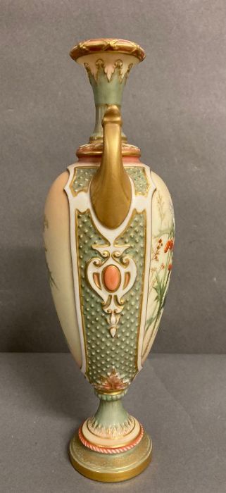 Royal Worcester two handled vase with thistle theme (H27cm) - Image 4 of 6