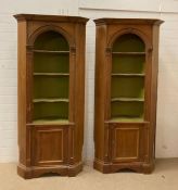 A pair of 20th Century floor standing pine barrel backed Niche cupboards (H206cm W84cm)