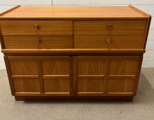A Mid Century Nathan teak sideboard, four drawers and a panelled cupboard under (H75cm W103cm