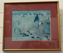 A frame print of Victorian ladies by the sea (24cm x 30cm)