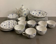 A part Johnson Bros breakfast set to include cups, saucers and coffee pot