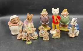 A selection of ceramic figures to include Beswick Beatrix Potter