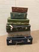 Six vintage suitcases, ideal for display or as prop