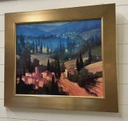 A Tuscan view print, framed (49cm x 59cm)