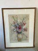 A still life watercolour "Flowers" by Bethia Clarke, British artist (1867- 1959) 34cm x 53cm