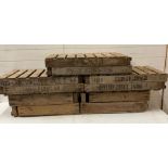 Fourteen wooden fruit and vegetable crates/trays (H16cm W75cm D45cm)