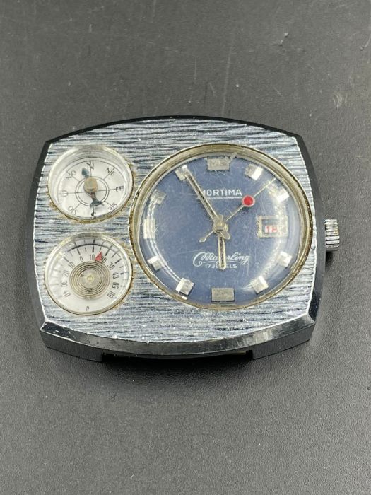 A 1970's Mortima Mayerling compass temperature wristwatch