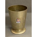 A silver plate tankard with a "Butlins Clacton 1939" enamels badge