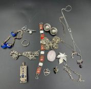 A selection of silver jewellery.