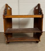 A mahogany wall unit with pieced work to top (73cm x 61cm)