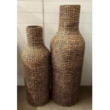 Two decorative wicker floor standing bottles (H120cm)