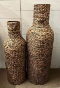 Two decorative wicker floor standing bottles (H120cm)