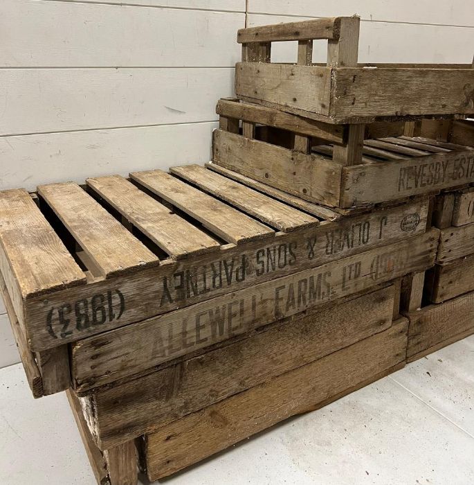 Ten wooden fruit and vegetable crates/trays (H16cm W75cm D45cm) - Image 3 of 6