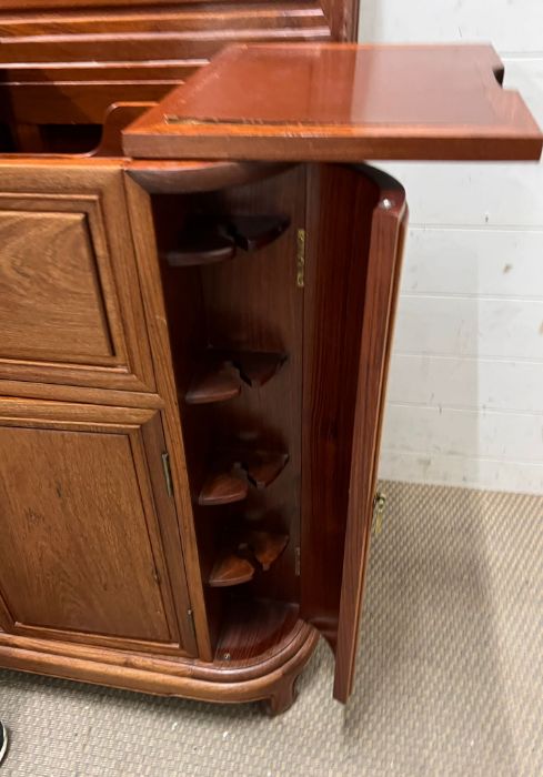 A chinese hardwood drinks cabinet opening up to a bar height 96cm depth 50cm width 96cm - Image 5 of 7