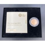 The Royal Mint The Sovereign 2019 Gold Brilliant Uncirculated Coin, boxed with paperwork.