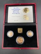The Royal Mint 1995 United kingdom Gold Proof three coin sovereign set