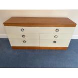A Mid Century low six drawer chest of drawers (H69cm W138cm D45cm)