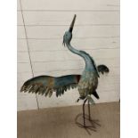 A metal garden sculpture of a heron (H124cm)